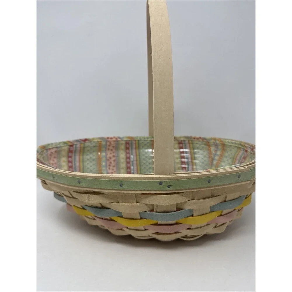 Longaberger 2009 Large Easter Egg Shape Whitewash Basket Liner & Protector Tie
